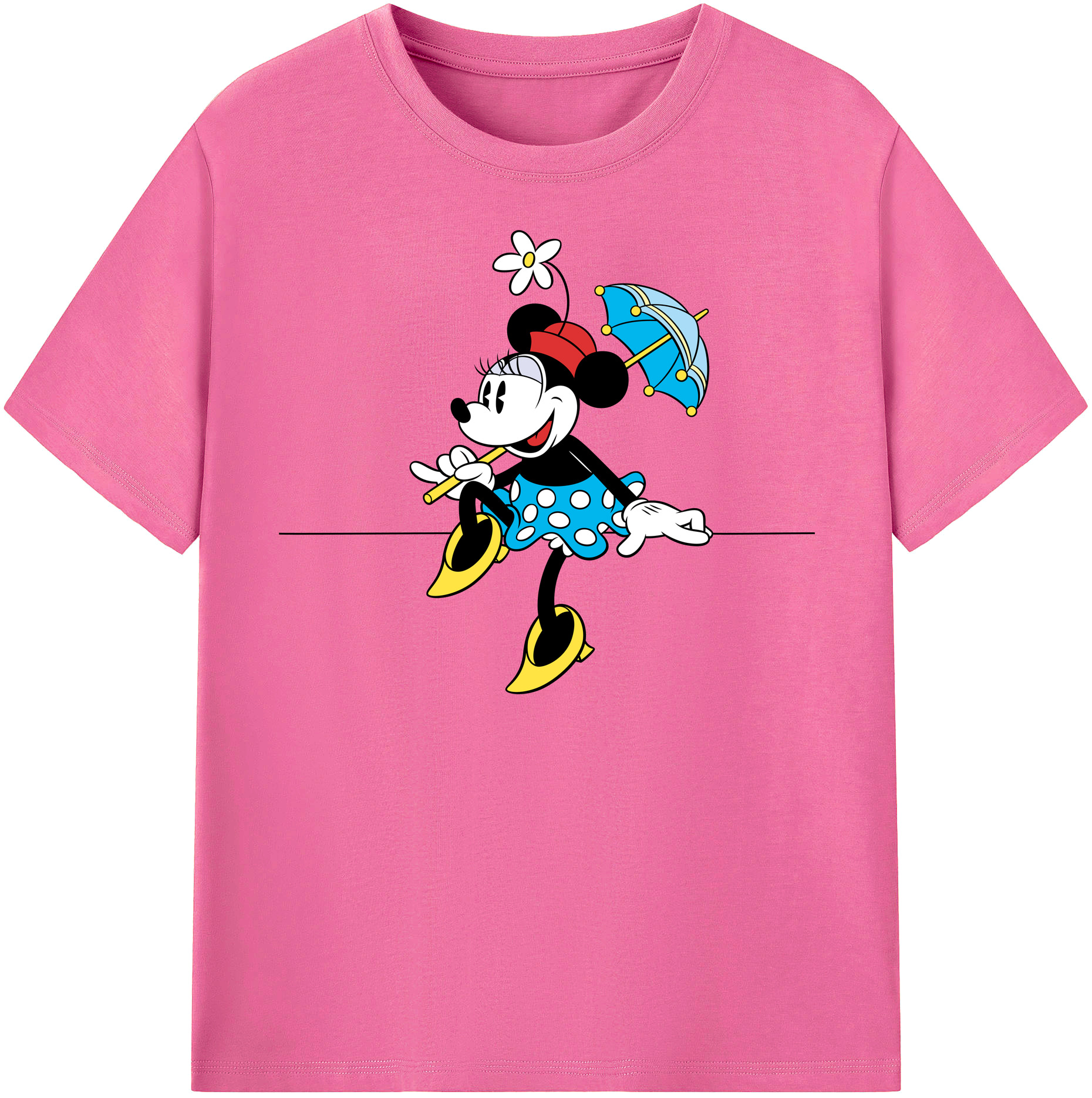 （画像用） ミッキーマウス Mickey Mouse レディースカジュアルプリントTシャツ（綿100％）